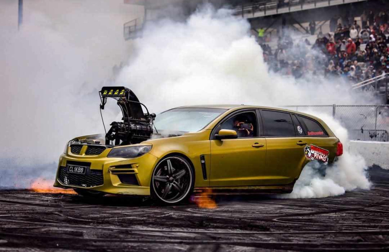 nascar boom tube on burnout wagon